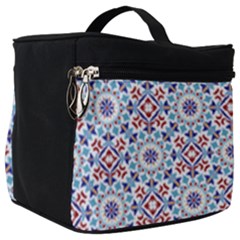 Blue Tile Pattern Make Up Travel Bag (big) by designsbymallika