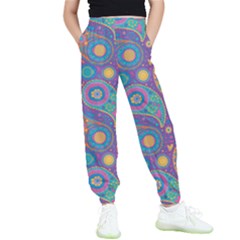 Baatik Purple Print Kids  Elastic Waist Pants by designsbymallika