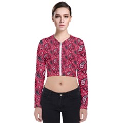 Baatik Red Pattern Long Sleeve Zip Up Bomber Jacket by designsbymallika