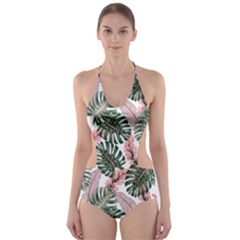 Tropical Leaves Pattern Cut-out One Piece Swimsuit by designsbymallika