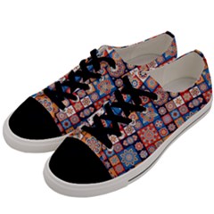 Mandala Pattern Blue Color Men s Low Top Canvas Sneakers by designsbymallika