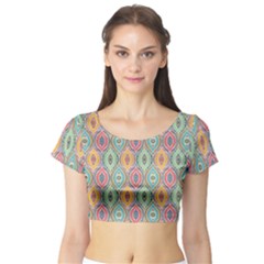 Mandala Baatik Print Short Sleeve Crop Top by designsbymallika