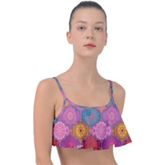 Vintage Love Mandala Frill Bikini Top by designsbymallika