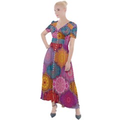 Vintage Love Mandala Button Up Short Sleeve Maxi Dress