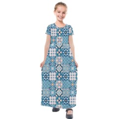 Ceramic Tile Pattern Kids  Short Sleeve Maxi Dress by designsbymallika