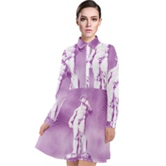 Modul Statue Greek Athlete Vaporwave Long Sleeve Chiffon Shirt Dress