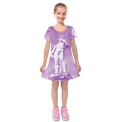 Modul Statue Greek Athlete Vaporwave Kids  Short Sleeve Velvet Dress