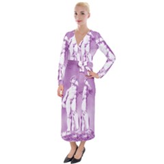 Modul Statue Greek Athlete Vaporwave Velvet Maxi Wrap Dress