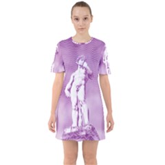 Modul Statue Greek Athlete Vaporwave Sixties Short Sleeve Mini Dress