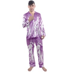 Modul Statue Greek Athlete Vaporwave Men s Long Sleeve Satin Pajamas Set