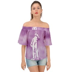 Modul Statue Greek Athlete Vaporwave Off Shoulder Short Sleeve Top