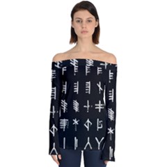 Ogham Rune Set Complete Inverted Off Shoulder Long Sleeve Top by WetdryvacsLair