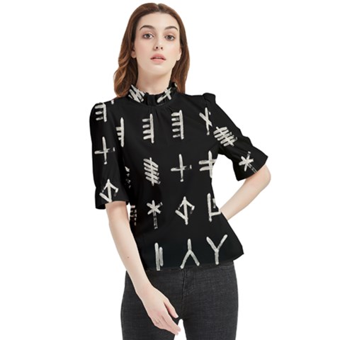 Ogham Rune Set Complete Inverted Frill Neck Blouse by WetdryvacsLair