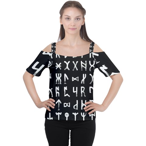 Macromannic Runes Collected Inverted Cutout Shoulder Tee by WetdryvacsLair