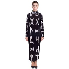 Macromannic Runes Collected Inverted Turtleneck Maxi Dress by WetdryvacsLair