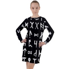 Macromannic Runes Collected Inverted Long Sleeve Hoodie Dress by WetdryvacsLair