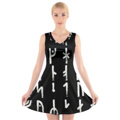 Medieval Runes Collected Inverted Complete V-neck Sleeveless Dress by WetdryvacsLair