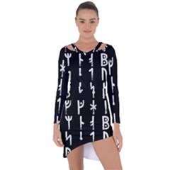 Medieval Runes Collected Inverted Complete Asymmetric Cut-out Shift Dress by WetdryvacsLair