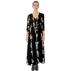 Medieval Runes Collected Inverted Complete Button Up Boho Maxi Dress by WetdryvacsLair
