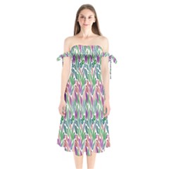 Rainbow Leafs Shoulder Tie Bardot Midi Dress by Sparkle