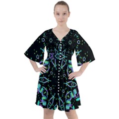 Kolodo Blue Cheer Boho Button Up Dress by Sparkle