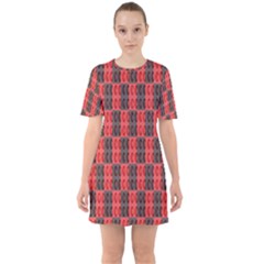 Rosegold Beads Chessboard1 Sixties Short Sleeve Mini Dress