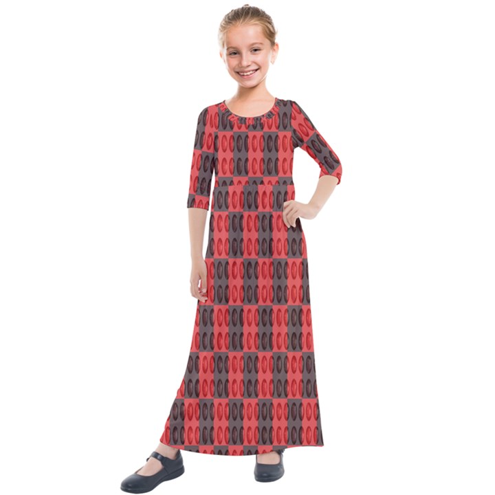 Rosegold Beads Chessboard1 Kids  Quarter Sleeve Maxi Dress