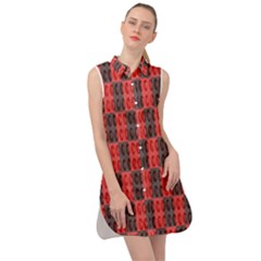 Rosegold Beads Chessboard1 Sleeveless Shirt Dress by Sparkle