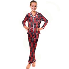 Rosegold Beads Chessboard1 Kid s Satin Long Sleeve Pajamas Set by Sparkle