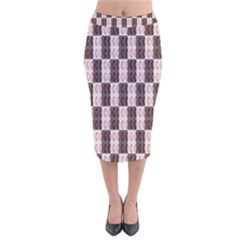 Rosegold Beads Chessboard Velvet Midi Pencil Skirt by Sparkle