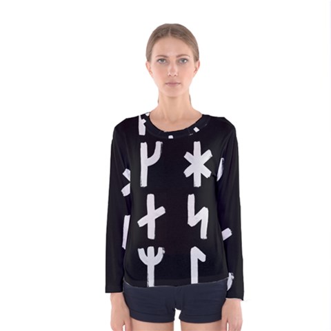 Younger Futhark Rune Set Collected Inverted Women s Long Sleeve Tee by WetdryvacsLair
