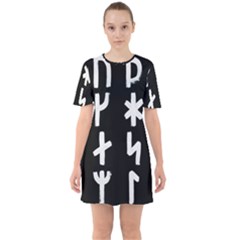 Younger Futhark Rune Set Collected Inverted Sixties Short Sleeve Mini Dress by WetdryvacsLair