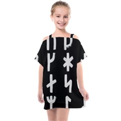 Younger Futhark Rune Set Collected Inverted Kids  One Piece Chiffon Dress by WetdryvacsLair