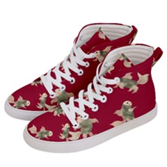 Bright Decorative Seamless  Pattern With  Fairy Fish On The Red Background  Women s Hi-top Skate Sneakers by EvgeniiaBychkova