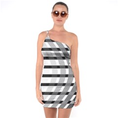 Nine Bar Monochrome Fade Squared Bend One Soulder Bodycon Dress by WetdryvacsLair