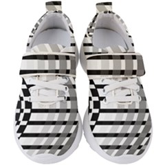 Nine Bar Monochrome Fade Squared Bend Kids  Velcro Strap Shoes by WetdryvacsLair