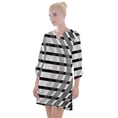 Nine Bar Monochrome Fade Squared Bend Open Neck Shift Dress by WetdryvacsLair