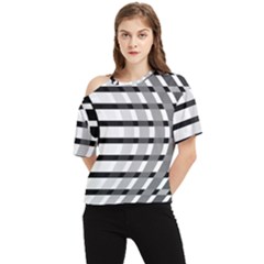 Nine Bar Monochrome Fade Squared Bend One Shoulder Cut Out Tee by WetdryvacsLair