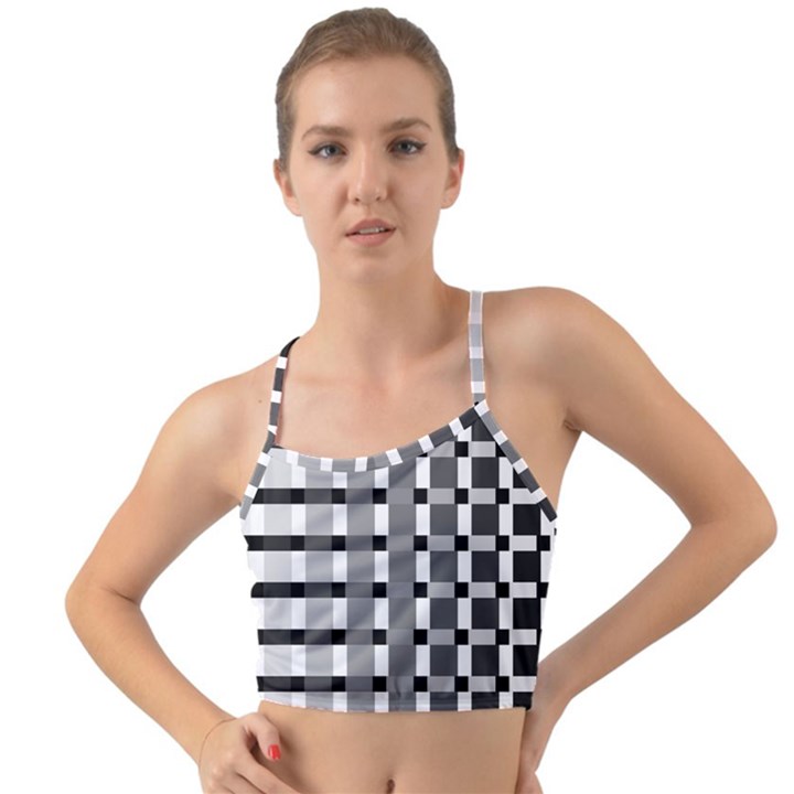 Nine Bar Monochrome Fade Squared Pulled Inverted Mini Tank Bikini Top