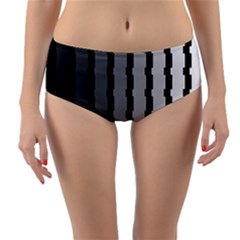 Nine Bar Monochrome Fade Squared Pulled Reversible Mid-waist Bikini Bottoms by WetdryvacsLair