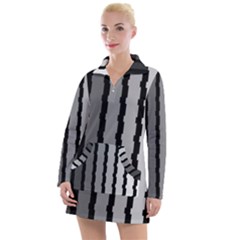 Nine Bar Monochrome Fade Squared Pulled Women s Long Sleeve Casual Dress by WetdryvacsLair