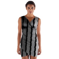 Nine Bar Monochrome Fade Squared Pulled Wrap Front Bodycon Dress by WetdryvacsLair
