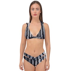 Nine Bar Monochrome Fade Squared Pulled Double Strap Halter Bikini Set by WetdryvacsLair