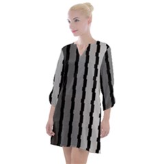 Nine Bar Monochrome Fade Squared Pulled Open Neck Shift Dress by WetdryvacsLair