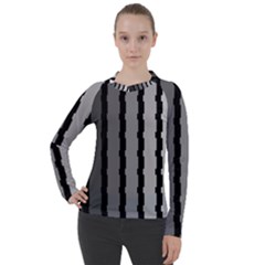 Nine Bar Monochrome Fade Squared Pulled Women s Pique Long Sleeve Tee