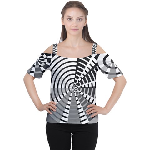 Nine Bar Monochrome Fade Squared Wheel Cutout Shoulder Tee by WetdryvacsLair