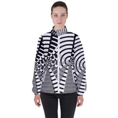 Nine Bar Monochrome Fade Squared Wheel Women s High Neck Windbreaker by WetdryvacsLair