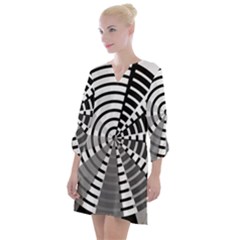 Nine Bar Monochrome Fade Squared Wheel Open Neck Shift Dress by WetdryvacsLair