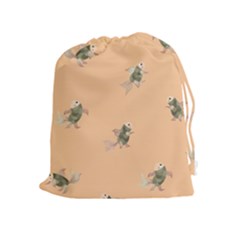 Delicate Decorative Seamless  Pattern With  Fairy Fish On The Peach Background Drawstring Pouch (xl)