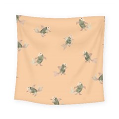 Delicate Decorative Seamless  Pattern With  Fairy Fish On The Peach Background Square Tapestry (small) by EvgeniiaBychkova